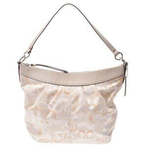 Like New Rare Coach Signature C's White & Cream Shoulder Bag Purse
